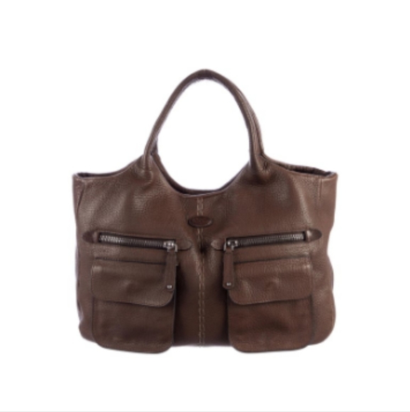 Tod's Handbags - TOD'S EUC XL PEBBLED LEATHER SATCHEL BAG.